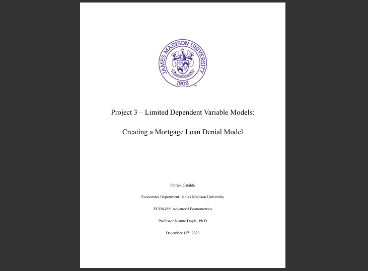 Limited Dependent Variable Project